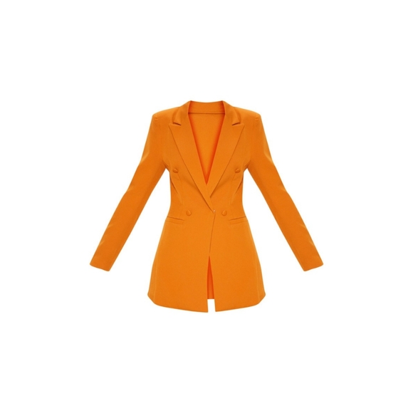 Mustard Double Breasted Woven Blazer - Picture 3 of 7